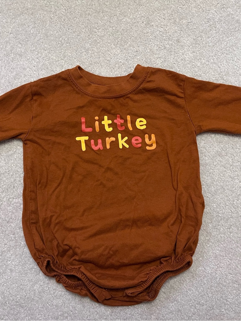 "Little Turkey" Brown Bodysuit 3 to 6 months